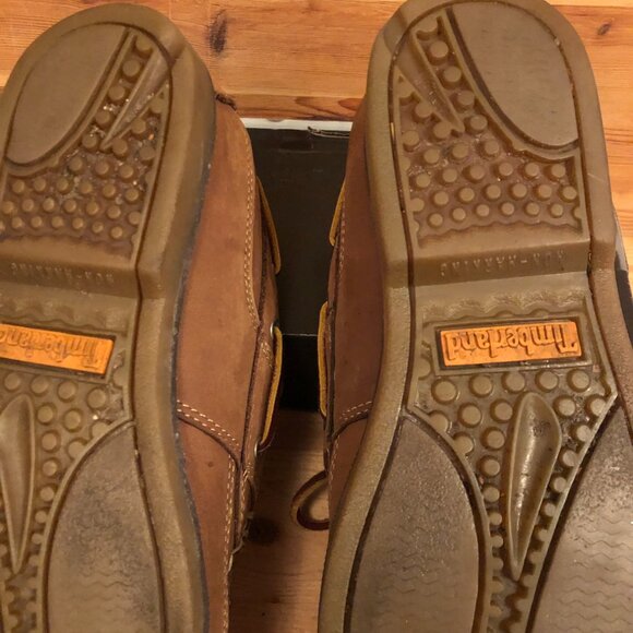 Timberland Waterproof Cognac Brown Leather Loafers Boat Shoese Boots w/Laces - Picture 5 of 11